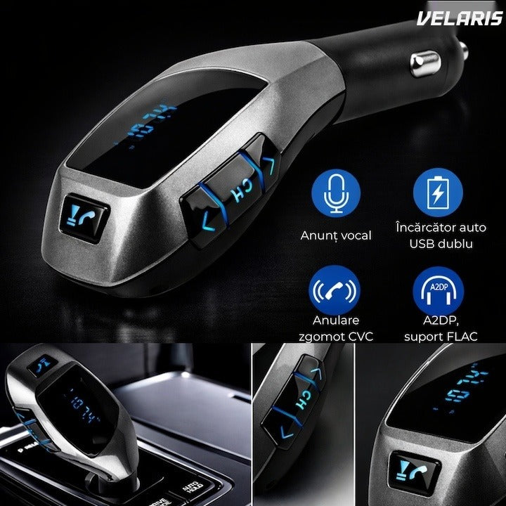 Kit auto cu modulator FM și Bluetooth, handsfree, compatibil dispozitive mobile