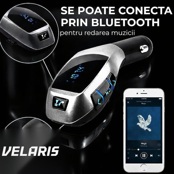 Kit auto cu modulator FM și Bluetooth, handsfree, compatibil dispozitive mobile