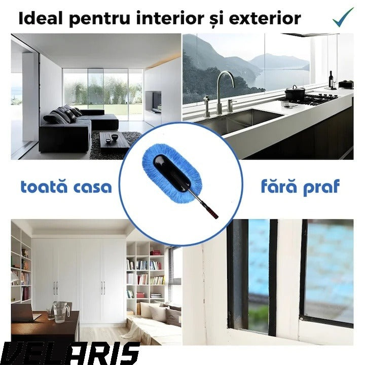 Pămătuf auto din microfibră antistatică cu mâner telescopic, pentru caroserie și plafon