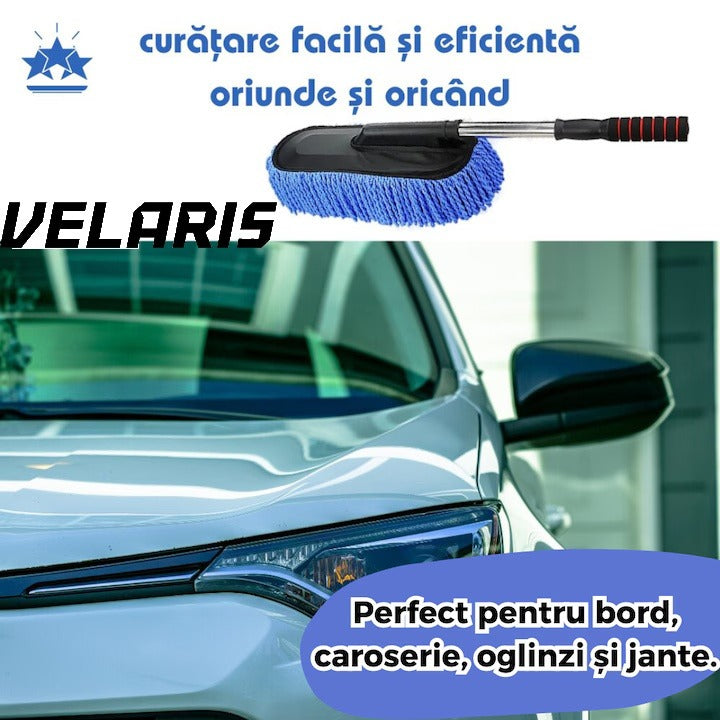 Pămătuf auto din microfibră antistatică cu mâner telescopic, pentru caroserie și plafon