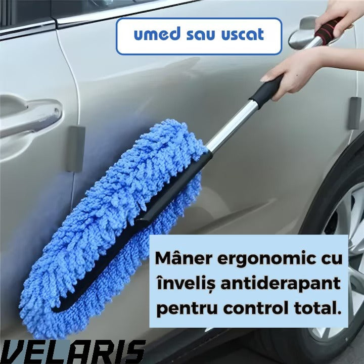 Pămătuf auto din microfibră antistatică cu mâner telescopic, pentru caroserie și plafon