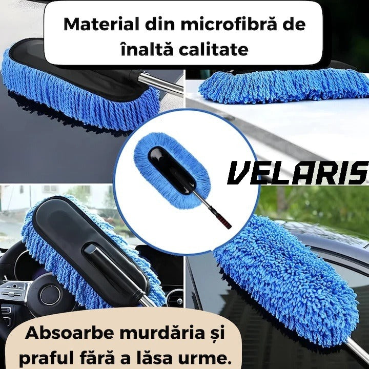 Pămătuf auto din microfibră antistatică cu mâner telescopic, pentru caroserie și plafon