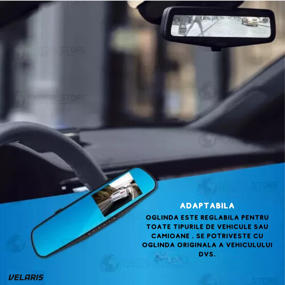 Oglindă auto DVR cu 2 camere, Full HD 1080p, ecran 4.3 inch, slot microSD