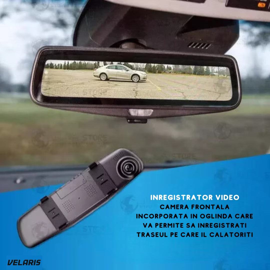 Oglindă auto DVR cu 2 camere, Full HD 1080p, ecran 4.3 inch, slot microSD