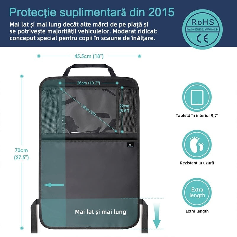 Protector scaun mașină rezistent la apă cu suport tablet și buzunare
