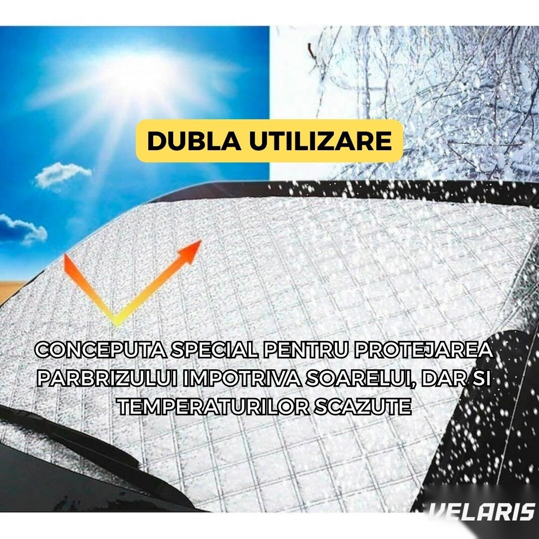 Parasolar parbriz auto față-verso, 98x146 cm, protecție UV și zăpadă, iarnă-vară