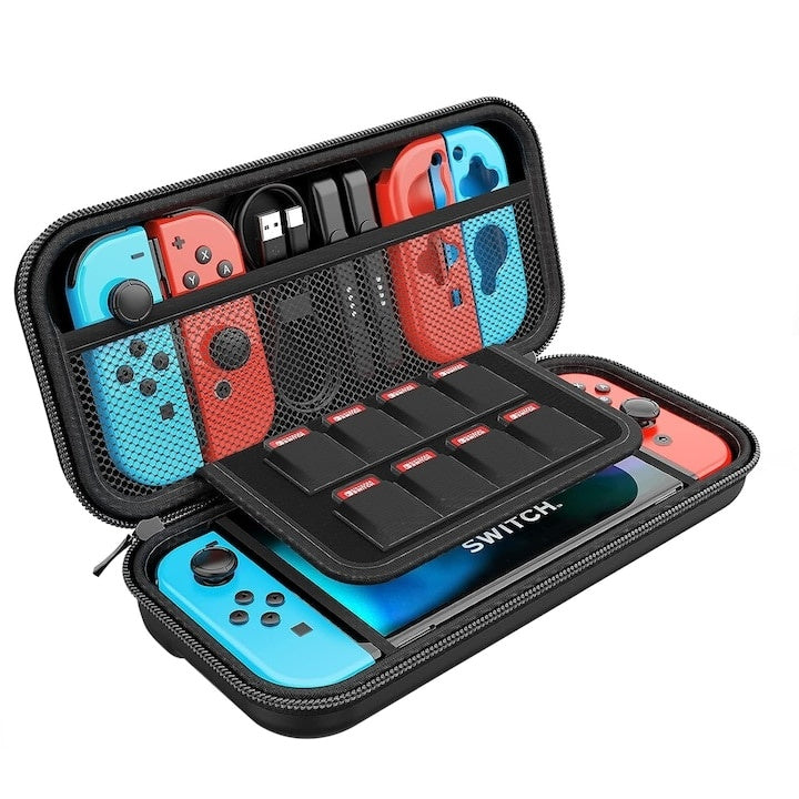 Husă de transport pentru Nintendo Switch / Switch OLED, protecție completă, design compact, negru