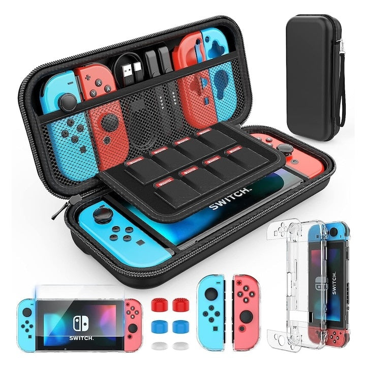 Husă de transport pentru Nintendo Switch / Switch OLED, protecție completă, design compact, negru