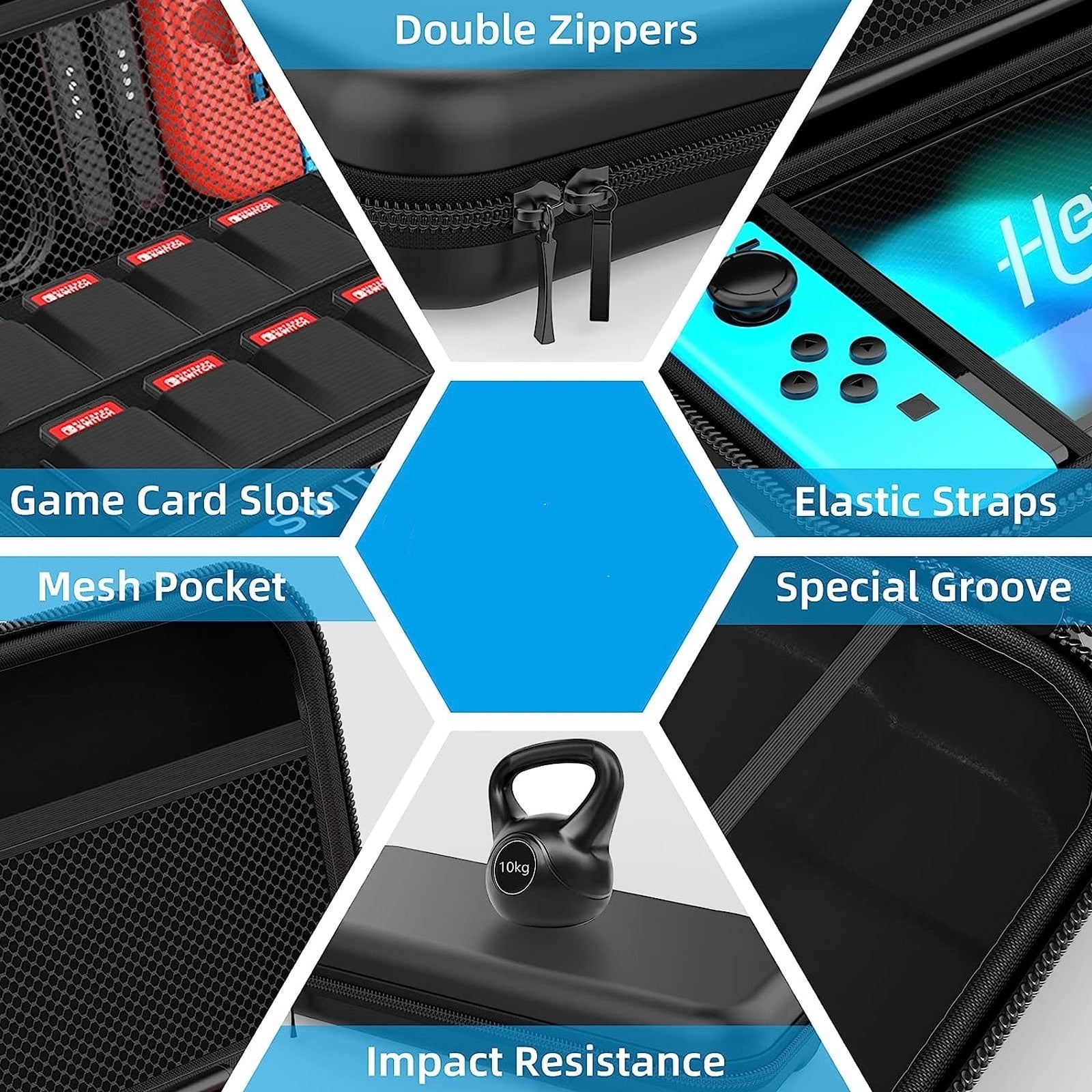Husă de transport pentru Nintendo Switch / Switch OLED, protecție completă, design compact, negru