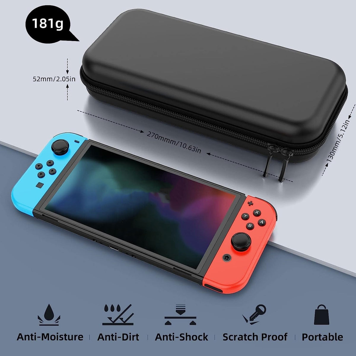 Husă de transport pentru Nintendo Switch / Switch OLED, protecție completă, design compact, negru