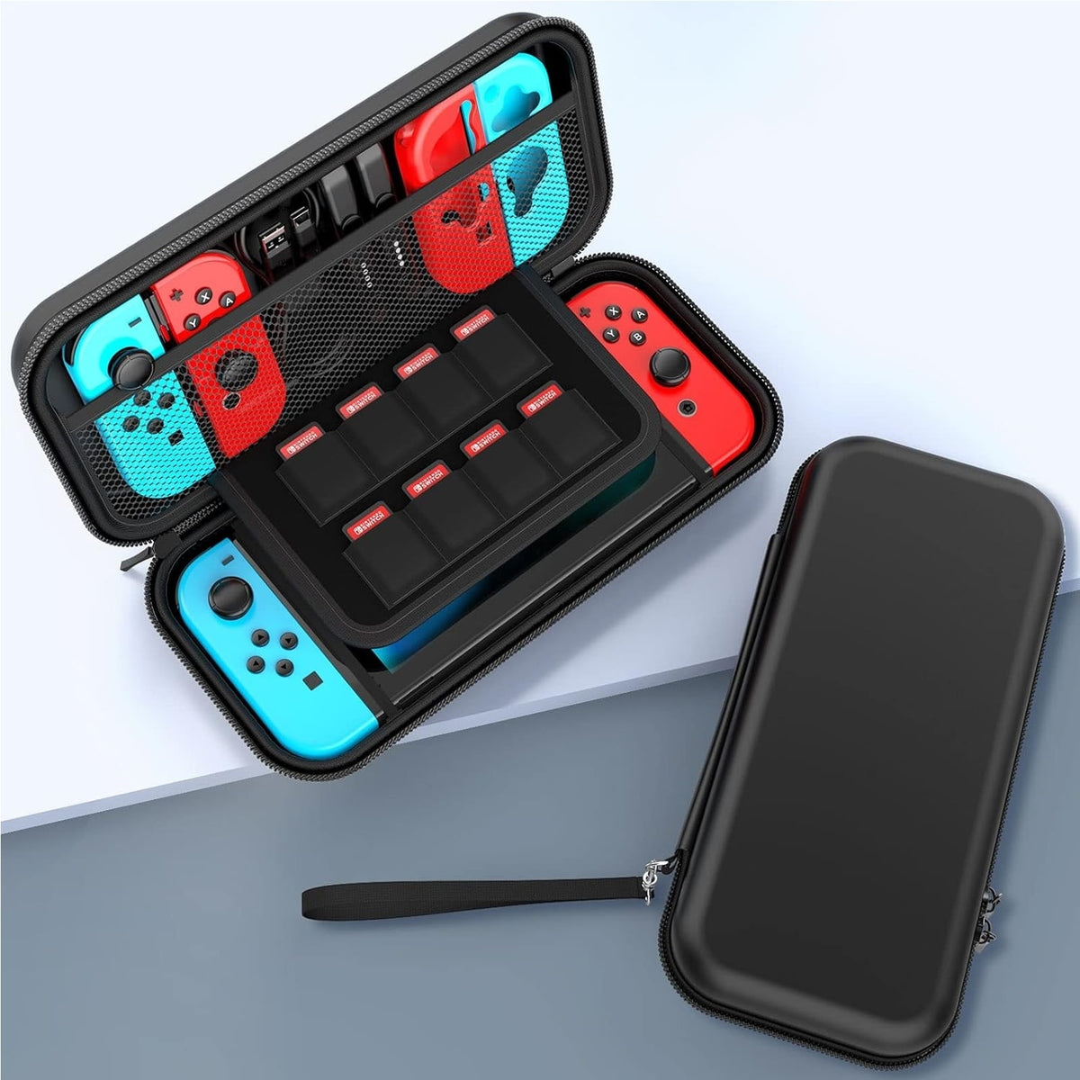 Husă de transport pentru Nintendo Switch / Switch OLED, protecție completă, design compact, negru
