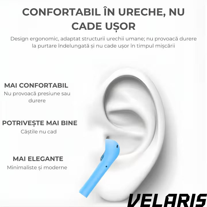 Casti wireless Freepods i18, Bluetooth 5.0, Touch Control, HiFi Sound, albastru