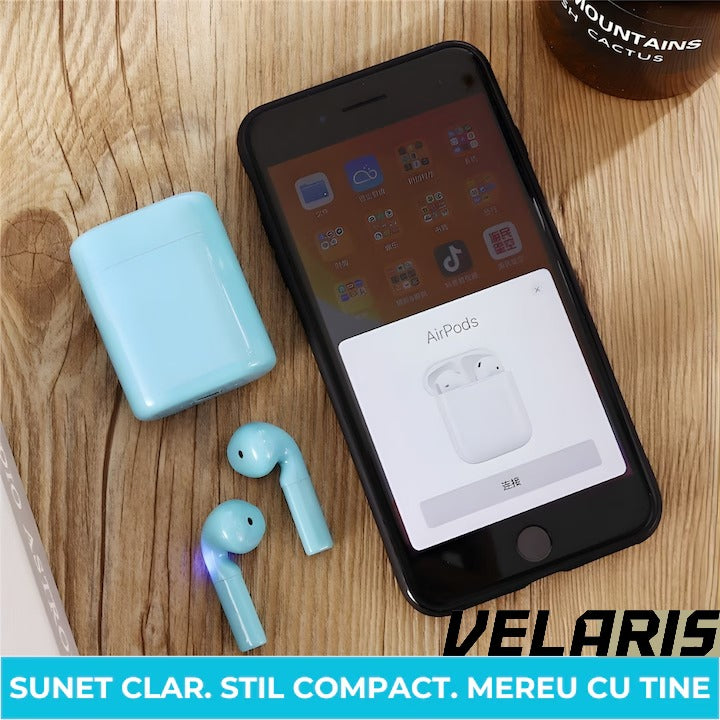 Casti wireless Freepods i18, Bluetooth 5.0, Touch Control, HiFi Sound, albastru