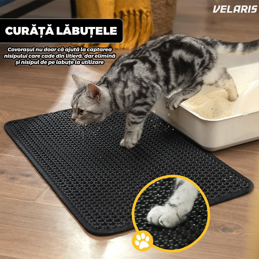 Covoraș litiera pisica 45x60 cm, negru, colector nisip waterproof