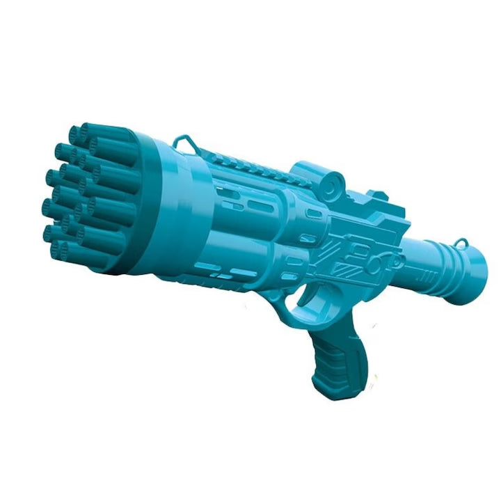 Pistol Bule 24 Gauri, Structura Rezistenta din ABS, Tambur Rotativ, Efect Turbo, Jucarie Interactiva pentru Copii si Distractie in Aer Liber, Albastru deschis
