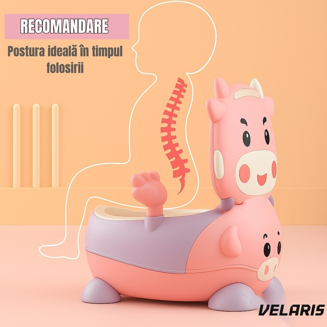 Olita Copii cu Mânere, Interior Detașabil, Spătar Ergonomic, Antistropi, Roz