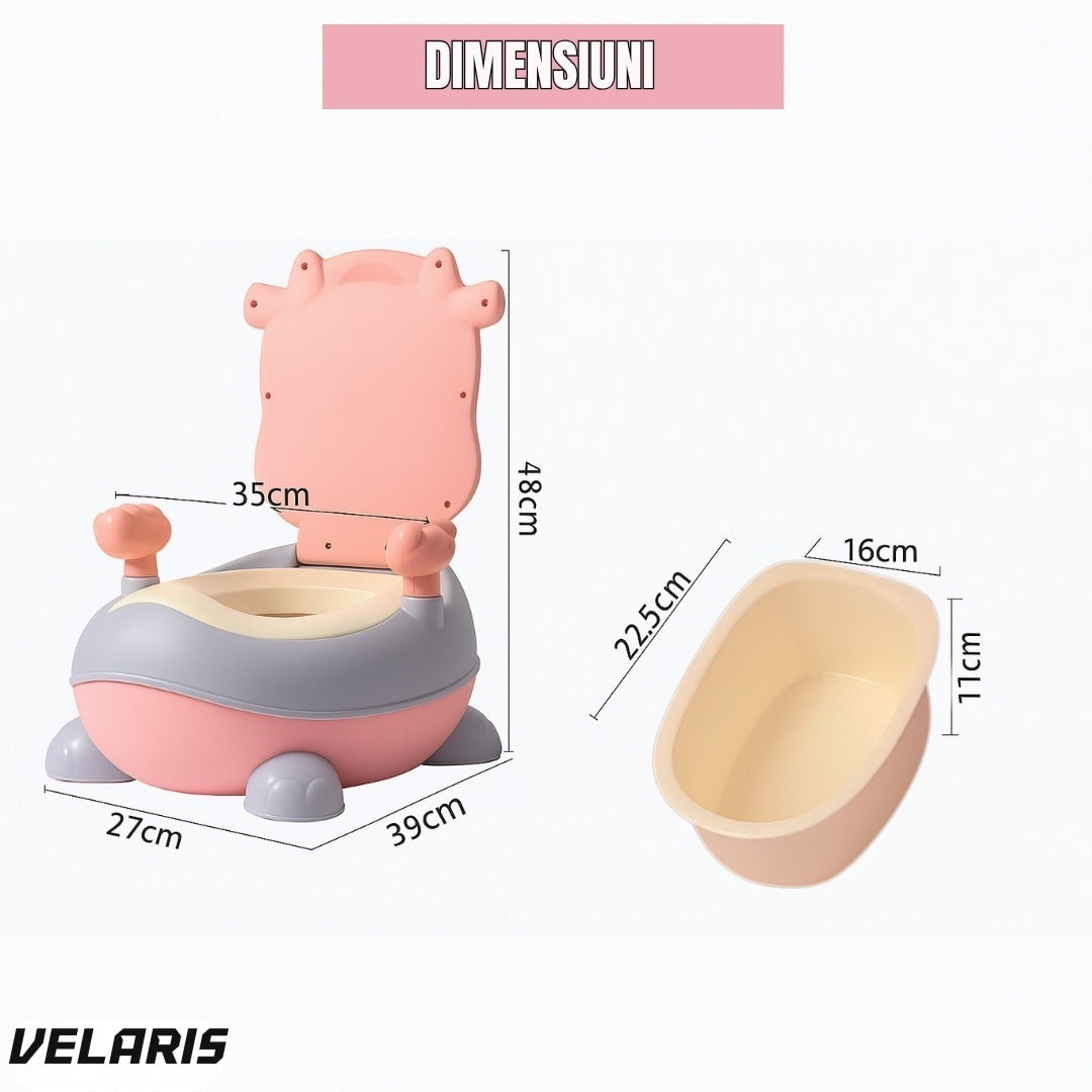 Olita Copii cu Mânere, Interior Detașabil, Spătar Ergonomic, Antistropi, Roz