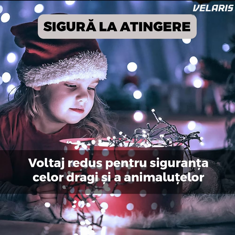 Instalație lineară Crăciun cu panou solar, 10 m, 100 LED alb rece