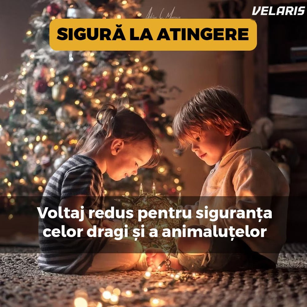 Instalație lineară Crăciun cu panou solar, 10 m, 100 LED alb cald