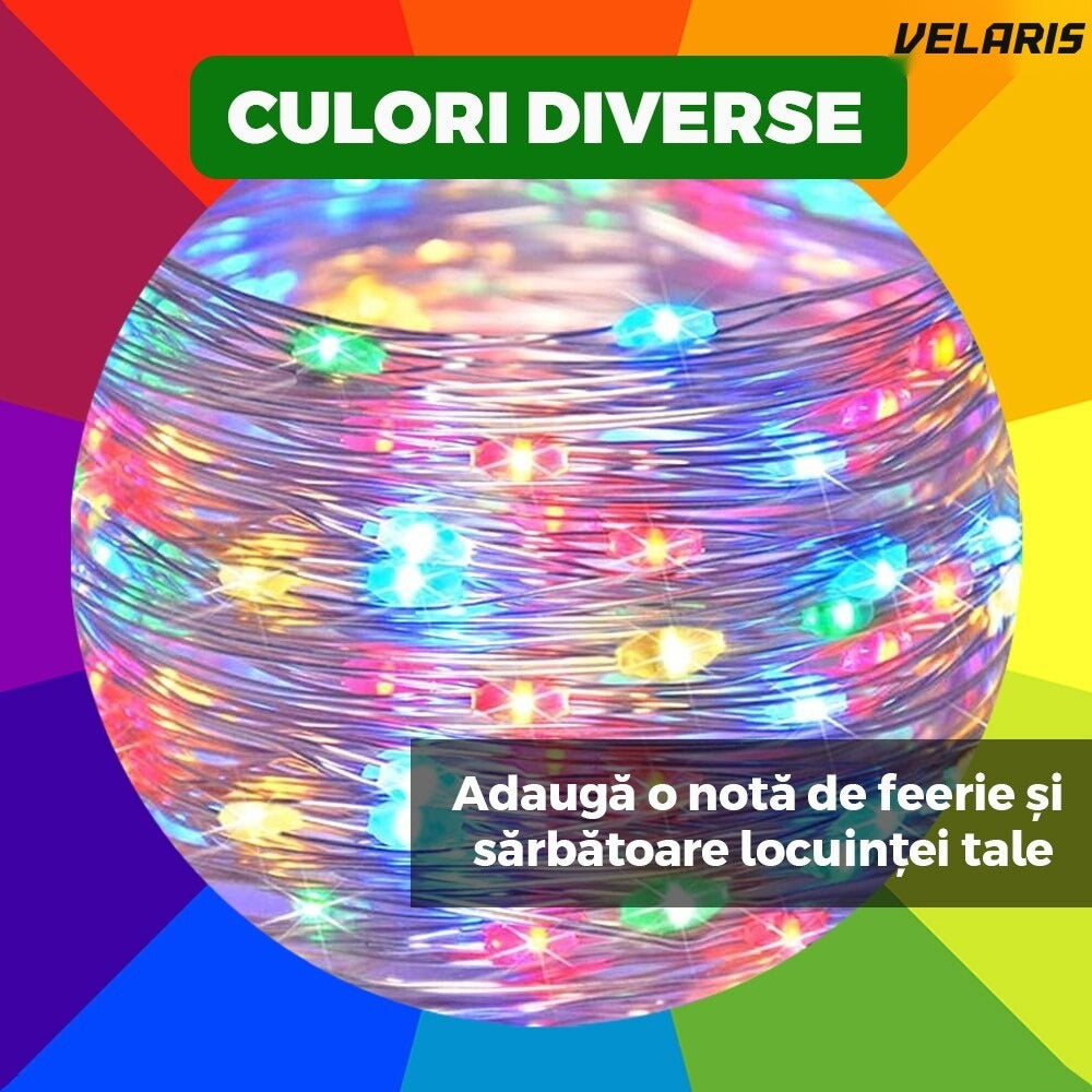 Instalație tub Crăciun 20 m, 8 efecte, multicolor, rezistent la apă