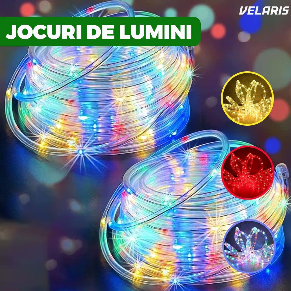 Instalație tub Crăciun 20 m, 8 efecte, multicolor, rezistent la apă