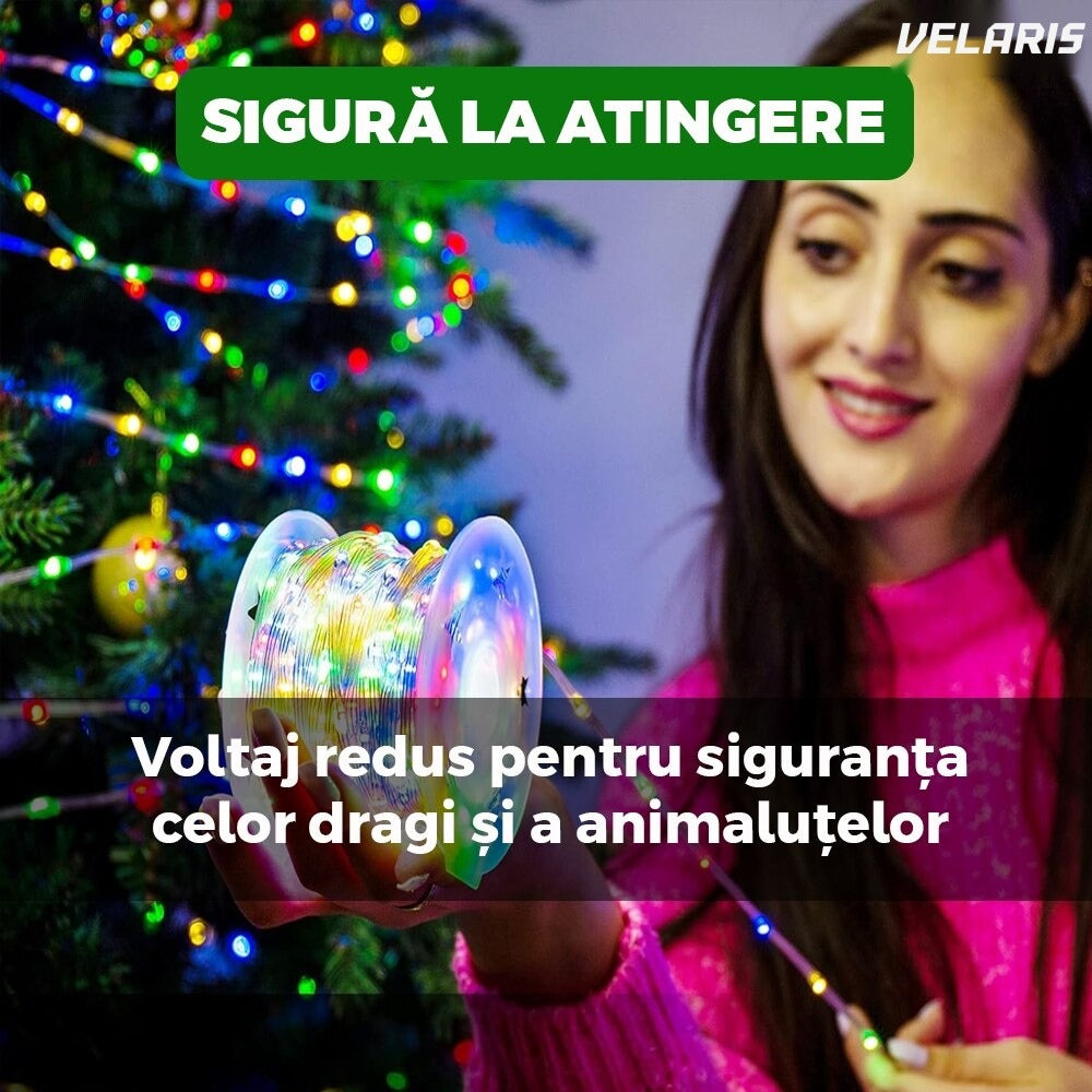 Instalație tub Crăciun 20 m, 8 efecte, multicolor, rezistent la apă