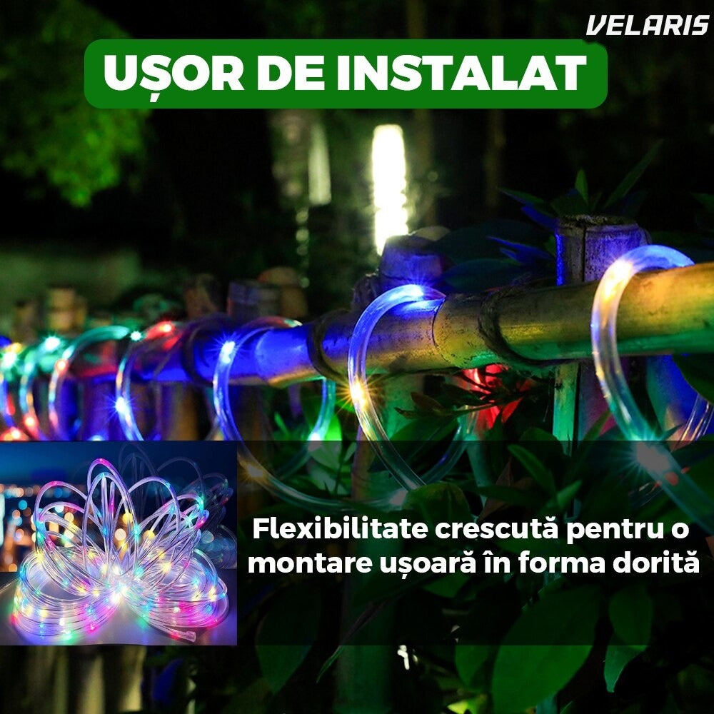 Instalație tub Crăciun 20 m, 8 efecte, multicolor, rezistent la apă