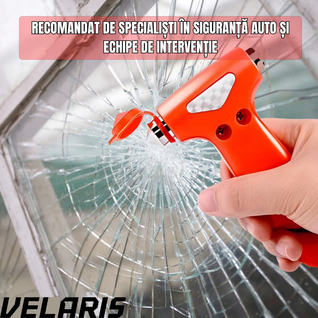 Ciocan de urgenta auto 3 in 1, ABS rezistent, cu cutter pentru centura de siguranta si cap metalic pentru spart geamuri