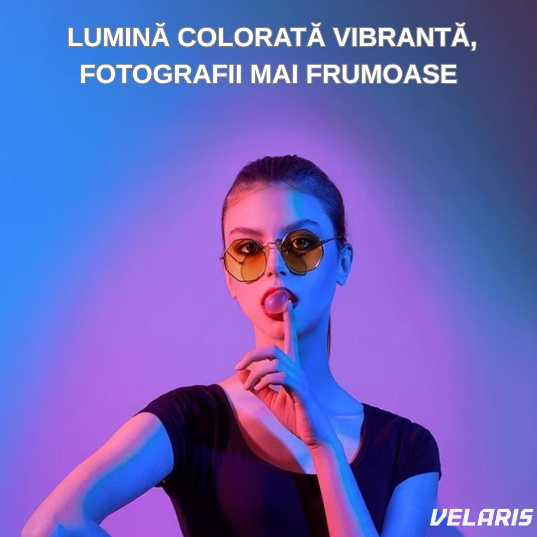 Inel luminos RGB LED 36 cm, 20 moduri iluminare, suport telefon, telecomanda