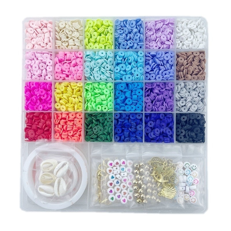 Set mărgele polimer 6000 piese, 24 culori pentru brățări și bijuterii DIY