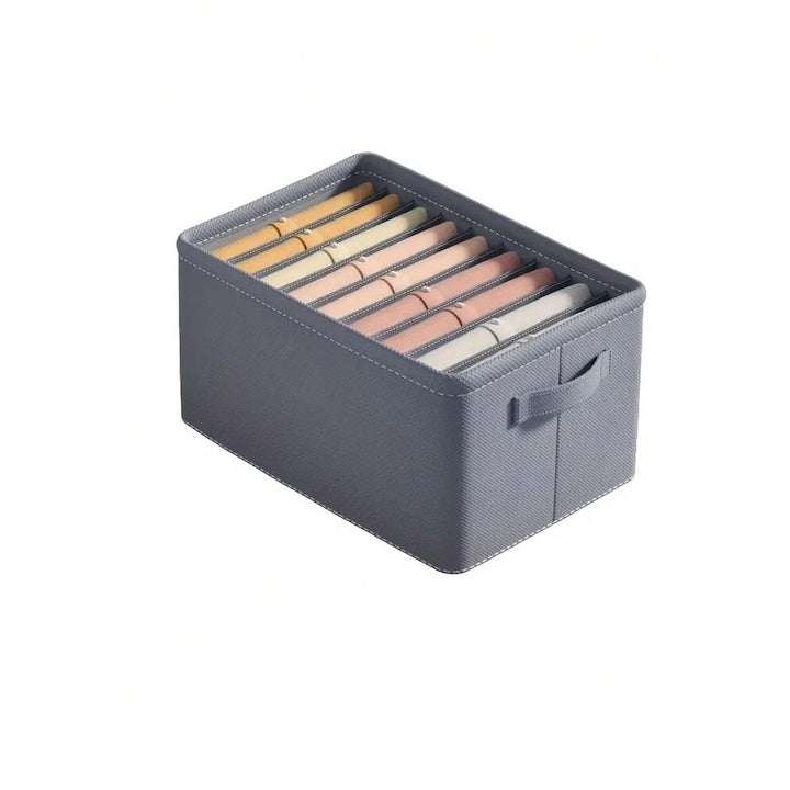Organizator Haine, 9 Compartimente, Pliabil, Rigid, Gri, 44x25x20cm