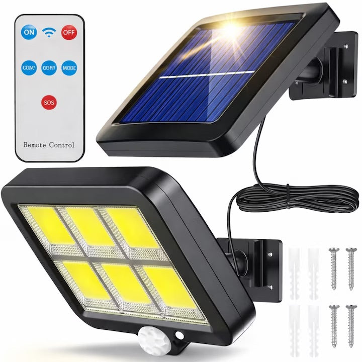 Lampă Solară COB LED 120 LED Senzor Mișcare Telecomandă Panou Ajustabil 5 m 360° IP65 30W