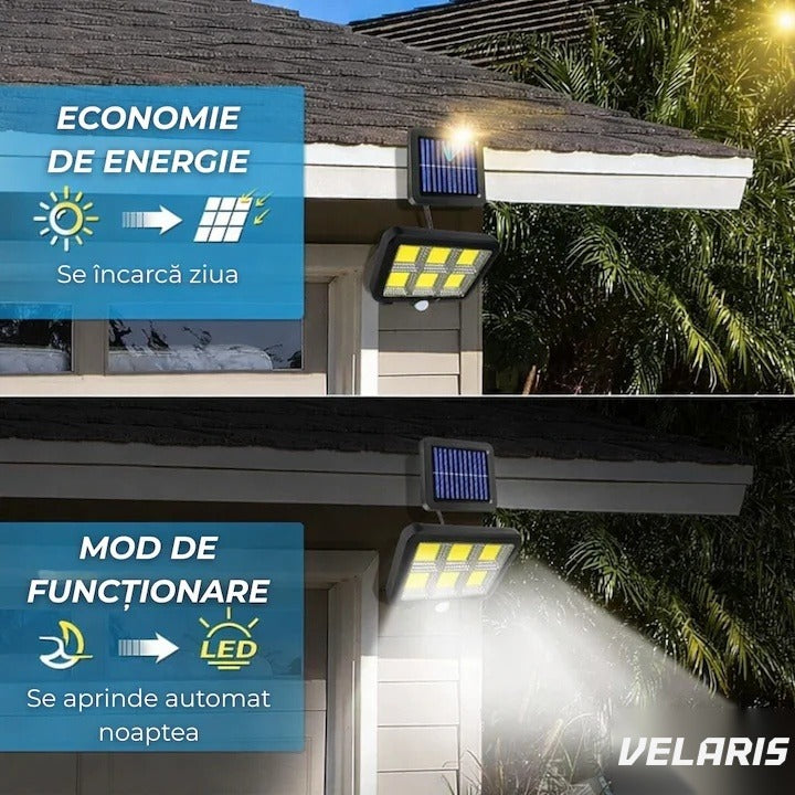 Lampă Solară COB LED 120 LED Senzor Mișcare Telecomandă Panou Ajustabil 5 m 360° IP65 30W