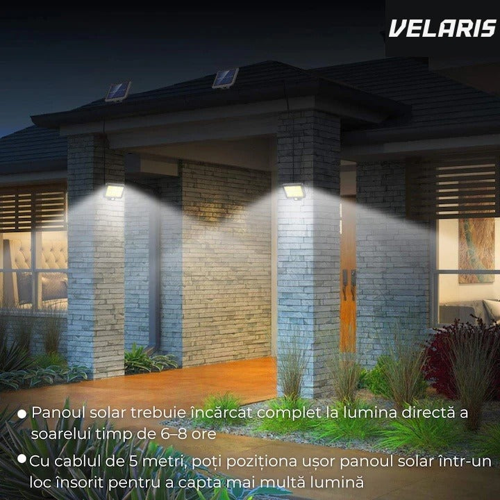 Lampă Solară COB LED 120 LED Senzor Mișcare Telecomandă Panou Ajustabil 5 m 360° IP65 30W