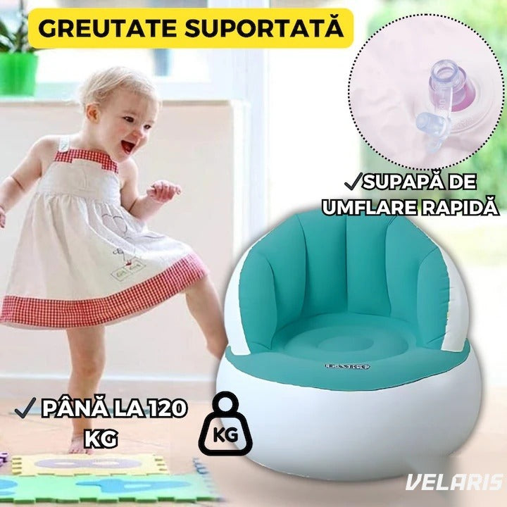 Fotoliu gonflabil cu pompă inclusă, design modern, 85x70 cm, interior/exterior, turcoaz