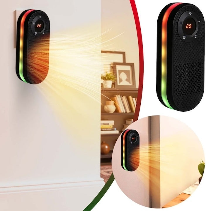 Incălzitor electric compact 500W, rotație 180°, ecran LED, telecomandă