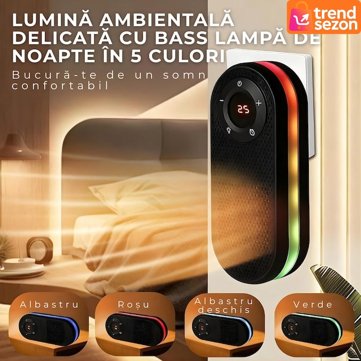 Incălzitor electric compact 500W, rotație 180°, ecran LED, telecomandă