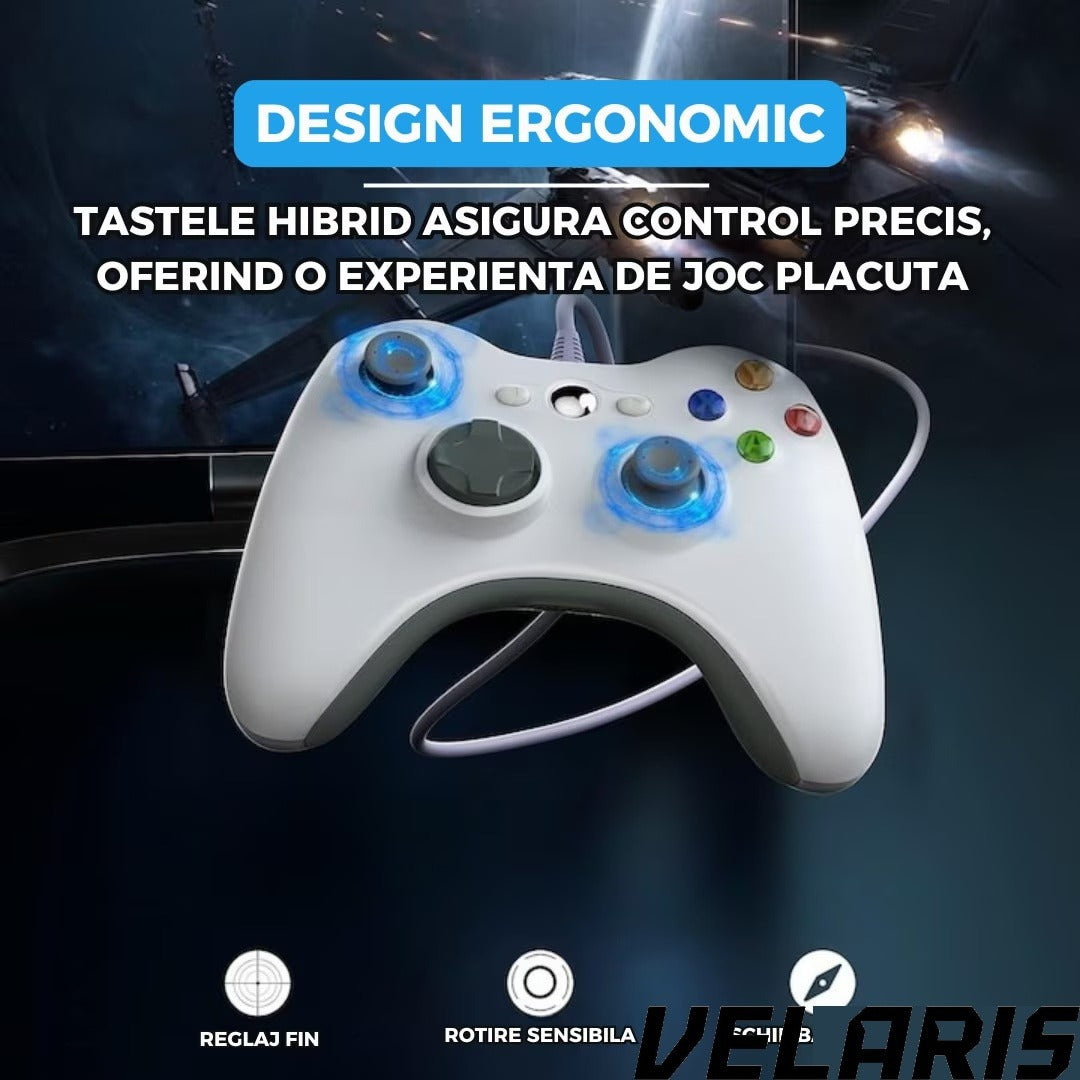 Controller Dual Shock pentru PC si Xbox 360 cu stick-uri analog vibratii realiste dualpad 8 directii conectare USB cablu 2, 5 m