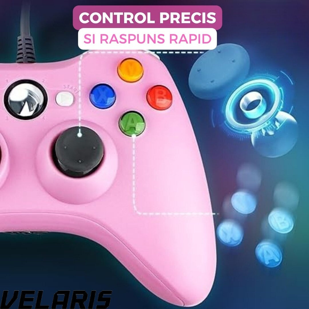 Controller Dual Shock pentru PC si Xbox 360 cu stick-uri analog vibratii realiste dualpad 8 directii conectare USB cablu 2, 5 m