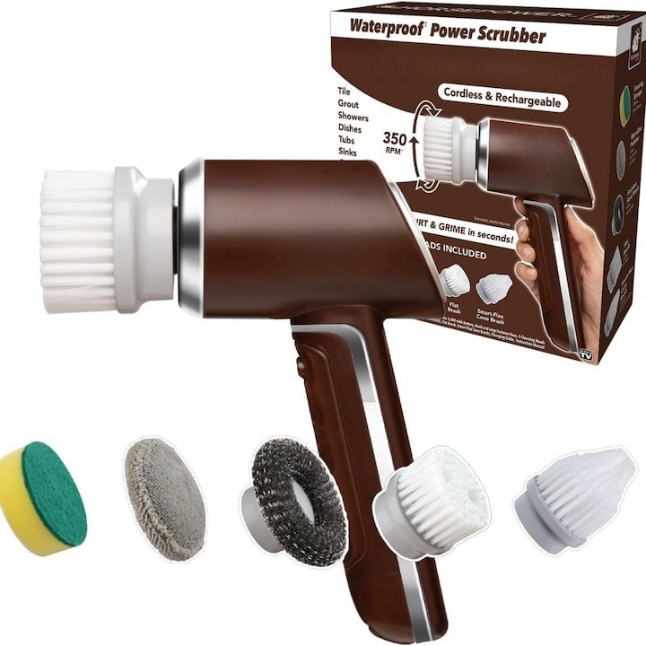 Perie electrica curatare fara fir, 350 RPM, set 5 capete schimbabile