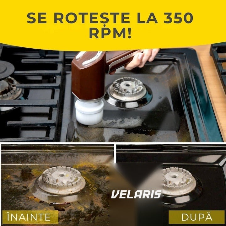 Perie electrica curatare fara fir, 350 RPM, set 5 capete schimbabile