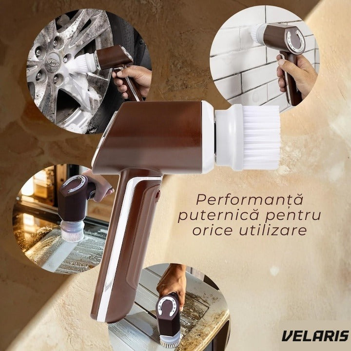 Perie electrica curatare fara fir, 350 RPM, set 5 capete schimbabile