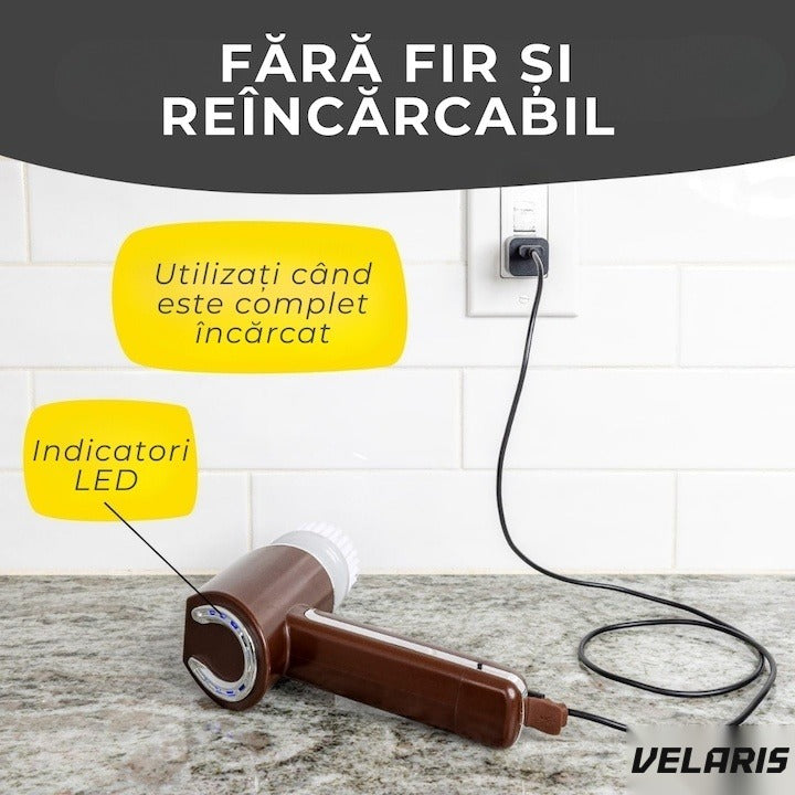 Perie electrica curatare fara fir, 350 RPM, set 5 capete schimbabile