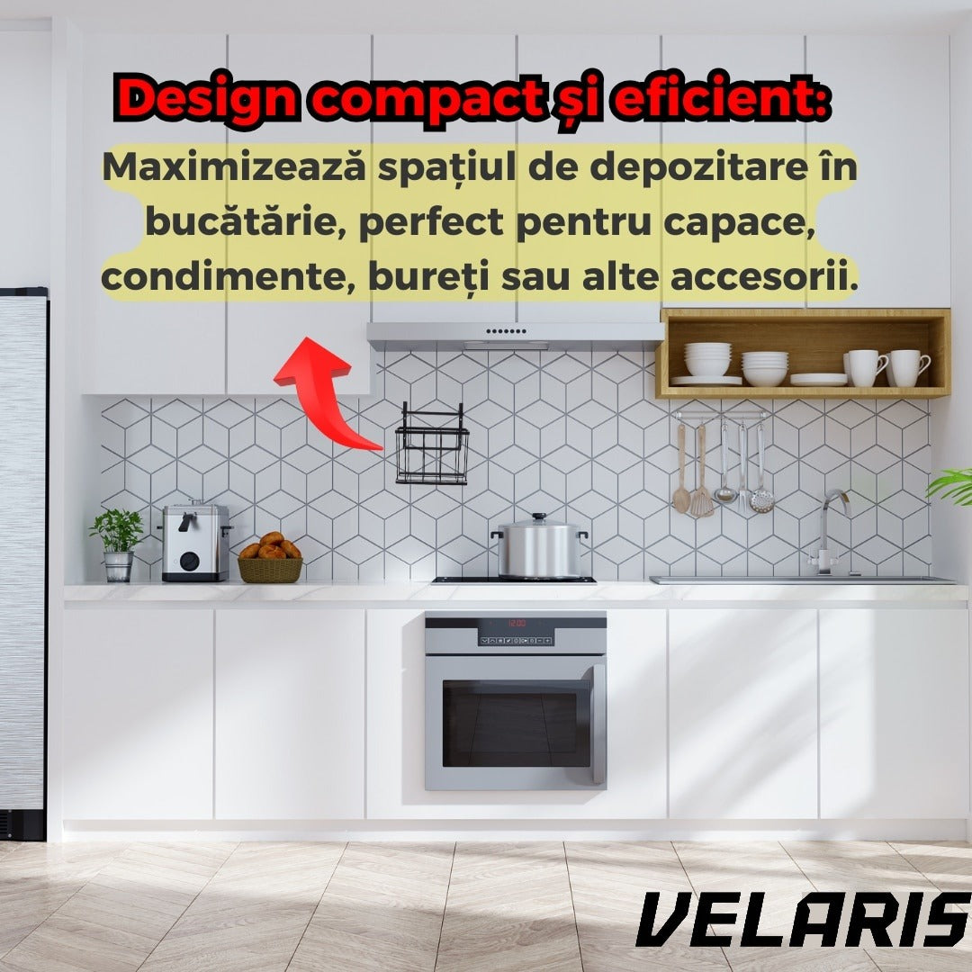 Cos metalic suspendat, organizator pentru dulap baie sau bucatarie, economisire spatiu, otel carbon, montaj simplu