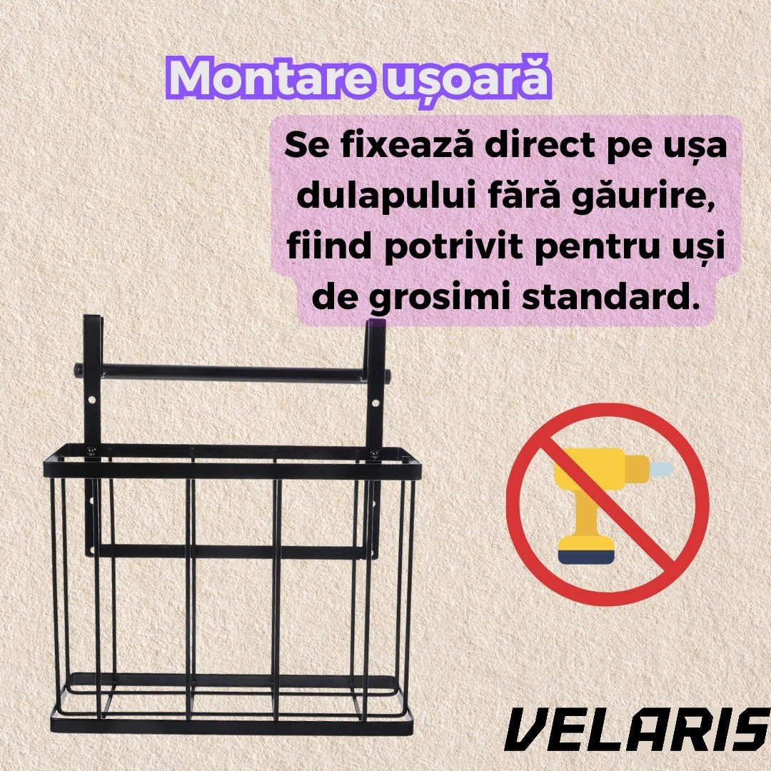 Cos metalic suspendat, organizator pentru dulap baie sau bucatarie, economisire spatiu, otel carbon, montaj simplu
