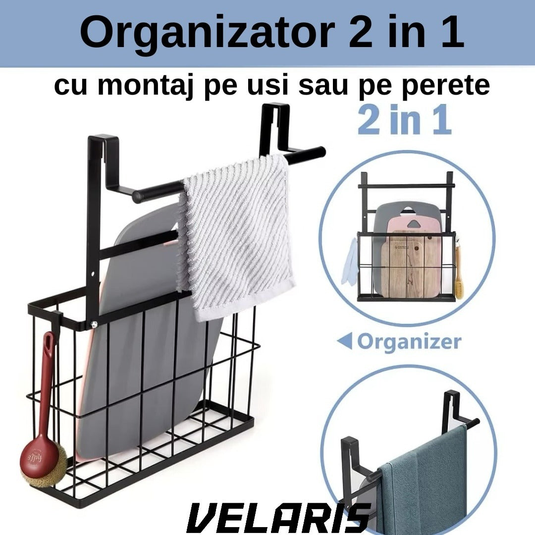 Cos metalic suspendat, organizator pentru dulap baie sau bucatarie, economisire spatiu, otel carbon, montaj simplu