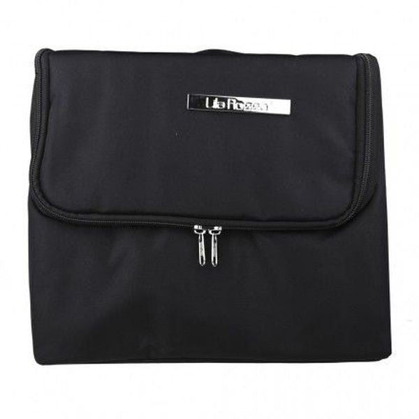 Geantă cosmetică mare, pânză durabilă, design negru clasic, 19.8x24.5x27.5 cm