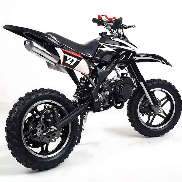 Motocicletă cross pentru copii, motor 49cc, roți late, pornire ușoară, off-road, negru