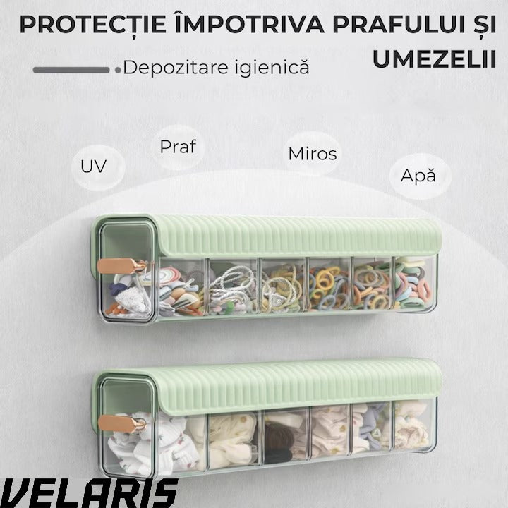 Cutie de Depozitare Montata pe Perete cu 6 separatoare, organizator Spatios si Stilat pentru lenejerie, Accesorii si produse de bucatarie