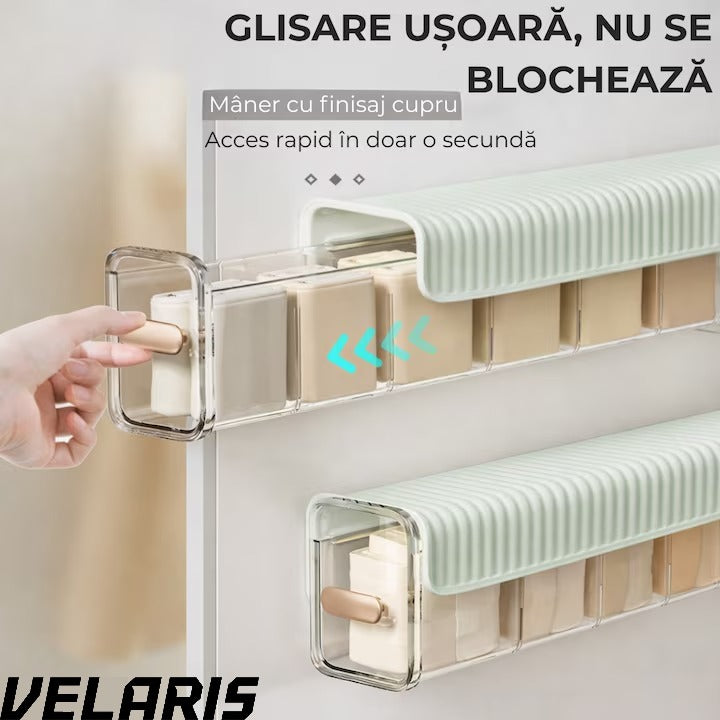 Cutie de Depozitare Montata pe Perete cu 6 separatoare, organizator Spatios si Stilat pentru lenejerie, Accesorii si produse de bucatarie